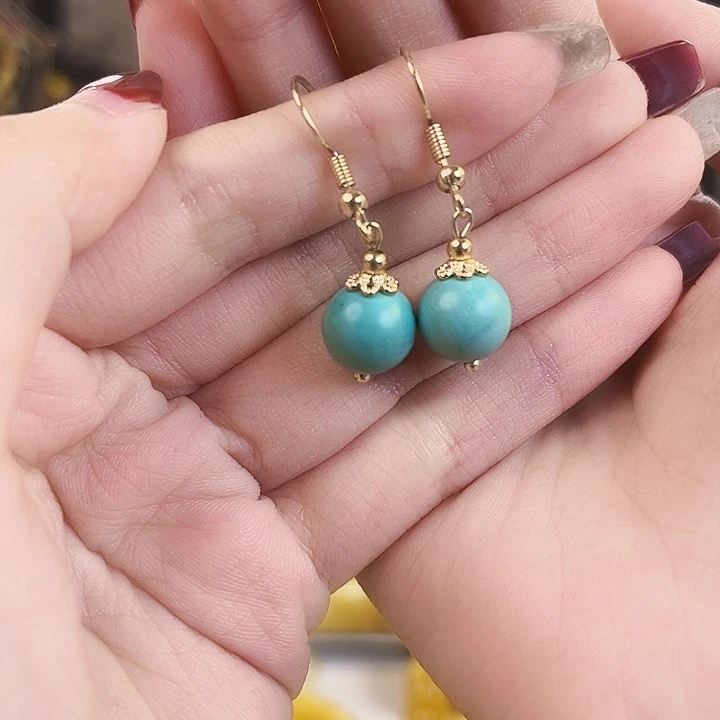 裸石琥珀未镶嵌绿松耳钩