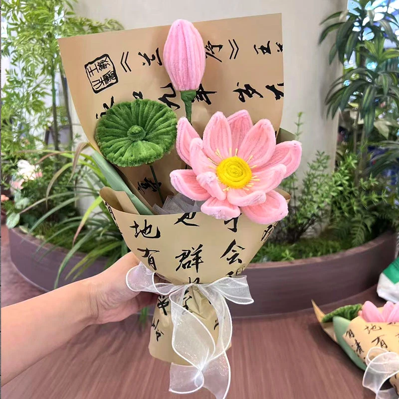 2025新款教师节礼物纯手工成品发货荷花束送女老师礼品送提手袋