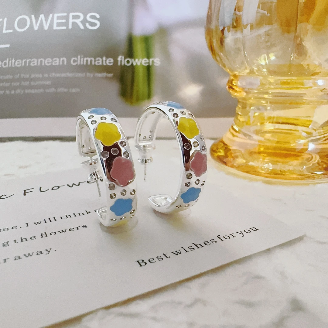 铜合金耳饰 4090 彩色滴釉时尚气质耳圈