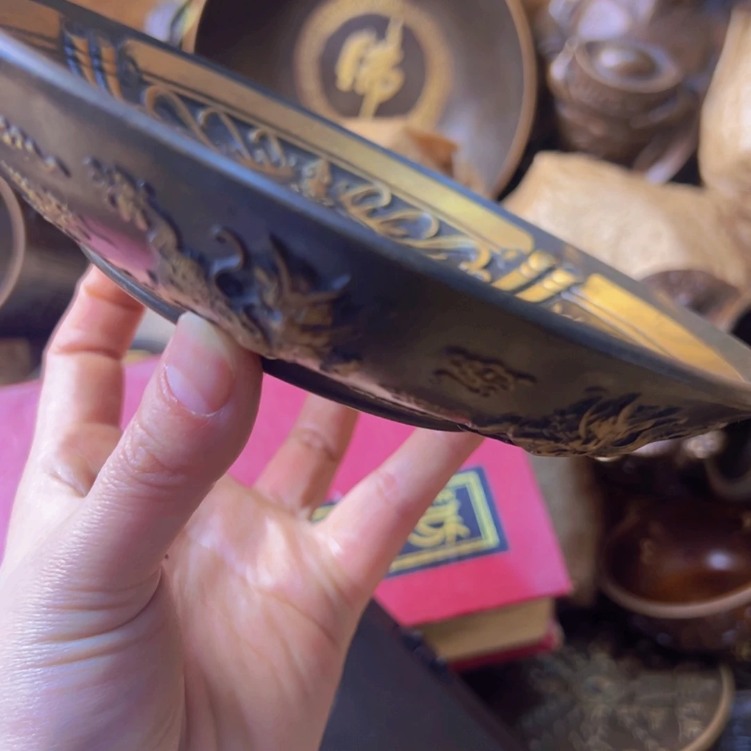 原矿风磨铜定制麒麟盘