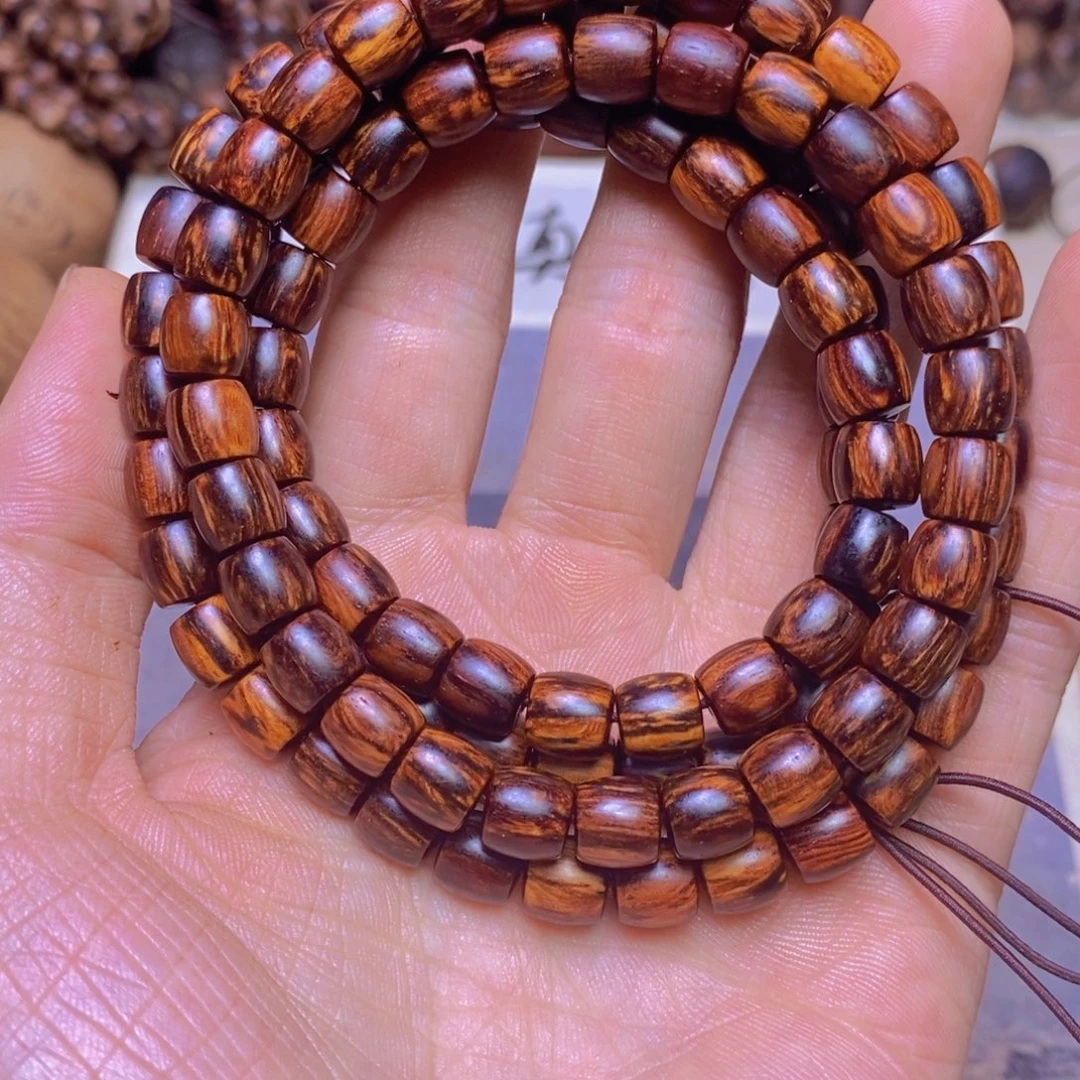 降真香手串/手链海南红降8x8直切108颗黑金