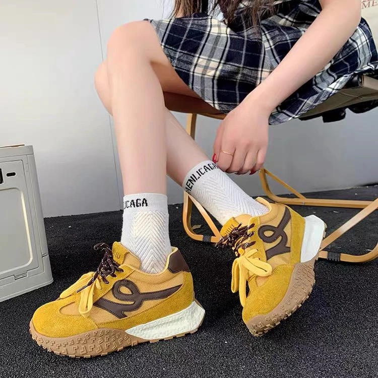 娜娜家505新款厚底复古拼色休闲阿甘鞋