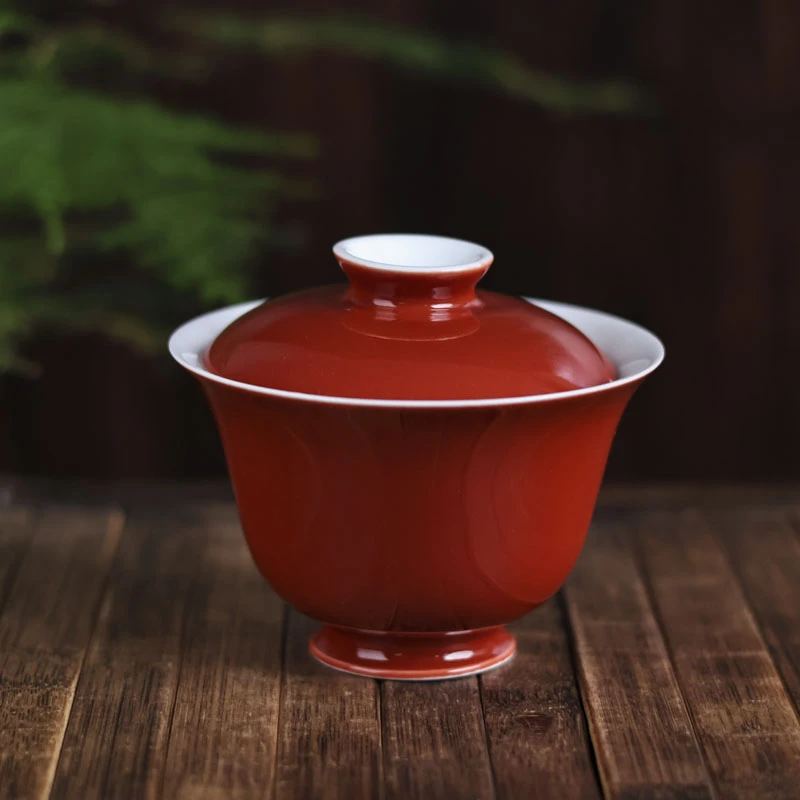 阿茶 红色盖碗(110ml)（Q4603）