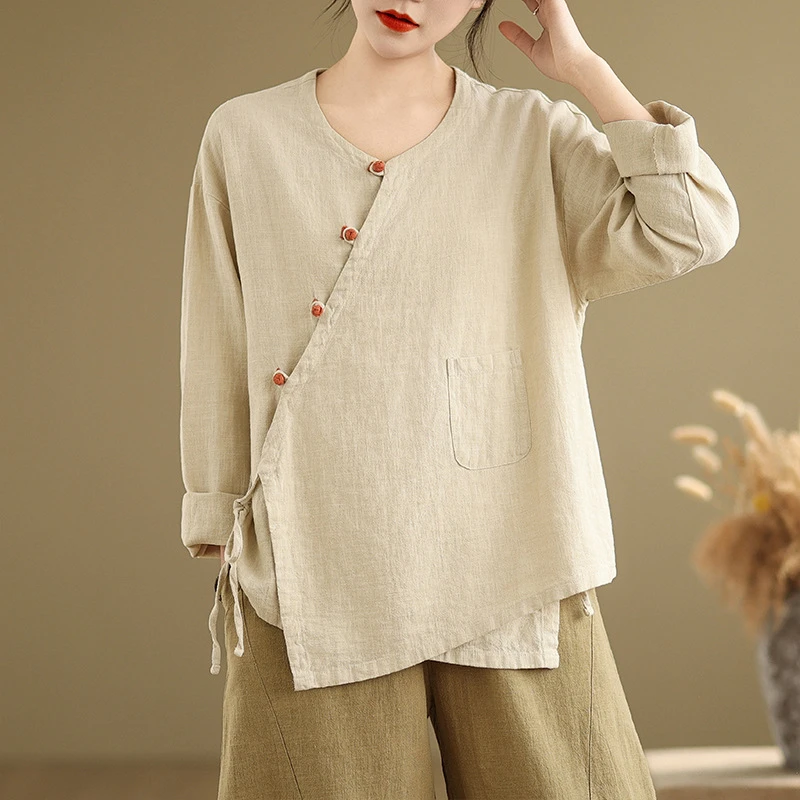 新款禅服女佛系禅意女装春夏外套禅修居士服素衣盘扣拜佛上衣