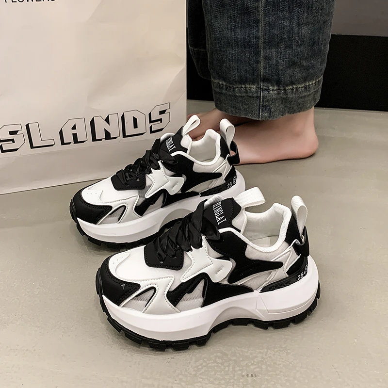 网红爆款阿甘鞋女2025年夏季新款厚底网面休闲鞋拼色运动鞋老爹鞋