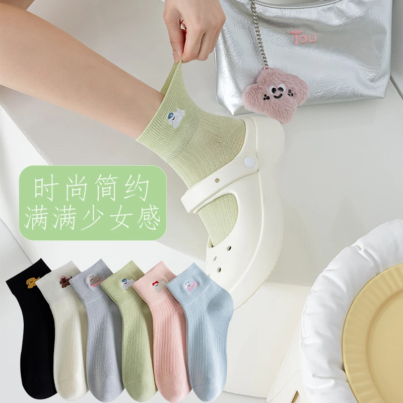 袜子女春夏季薄款纯棉短袜透气短筒日系浅口卡通小清新大童女学生