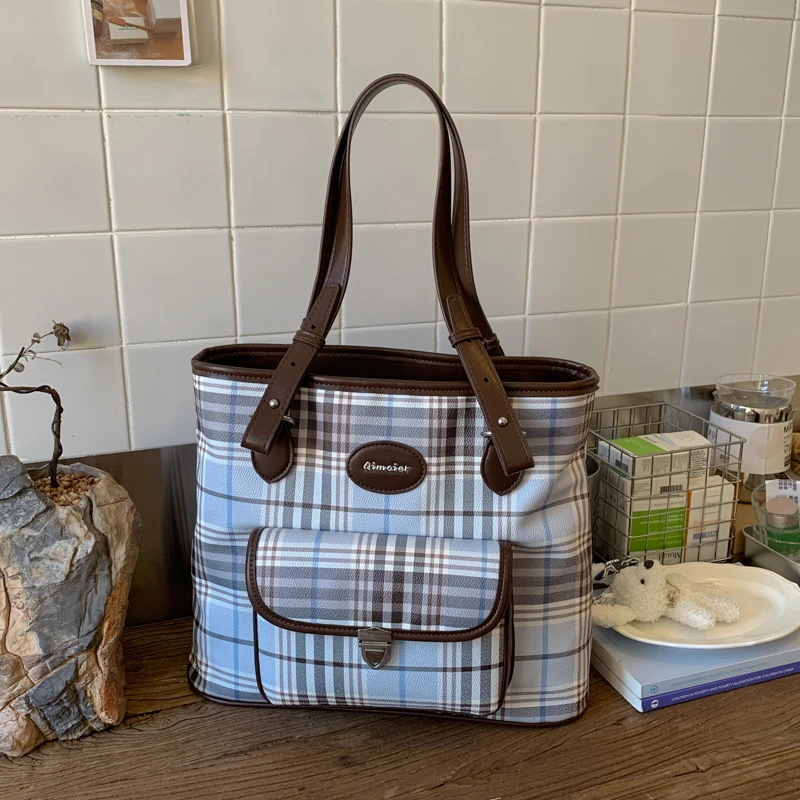 通勤韩版ins超火包包冬季洋气格子女生腋下包高颜值百搭单肩包