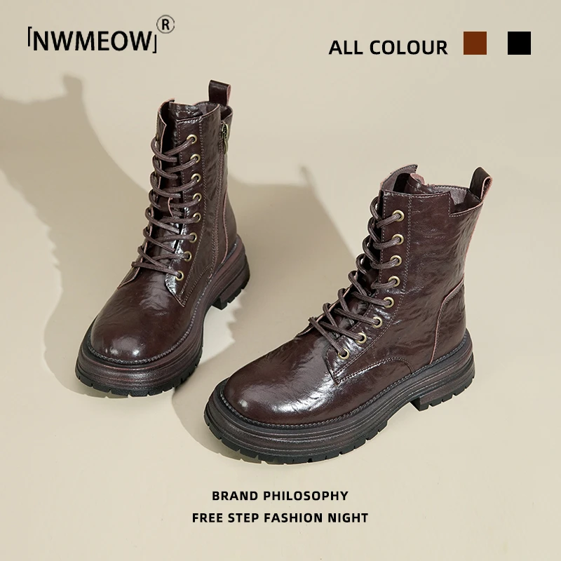 Nwmeow手抓纹马丁靴子女2025年秋冬季新款厚底百搭加绒保暖网红潮