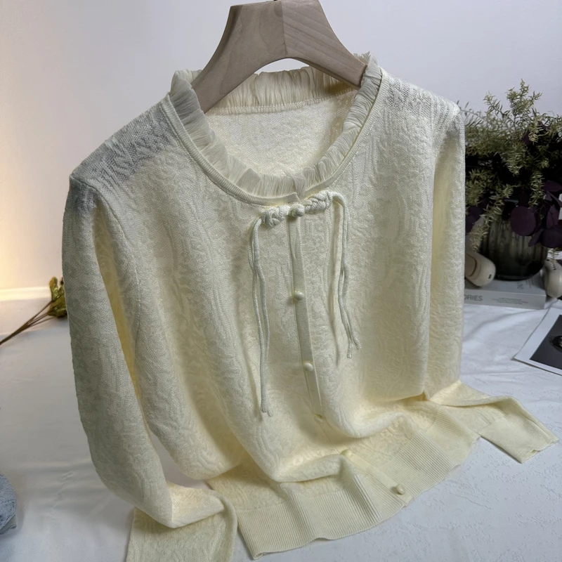 【倩倩专属】2025新款时尚百搭气质蕾丝提花针织衫S731#