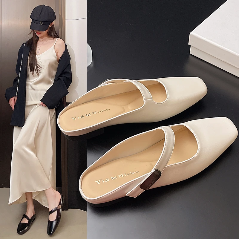 882501-12低跟日常胶粘鞋包头韩版包头拖百搭夏季欧若智性风