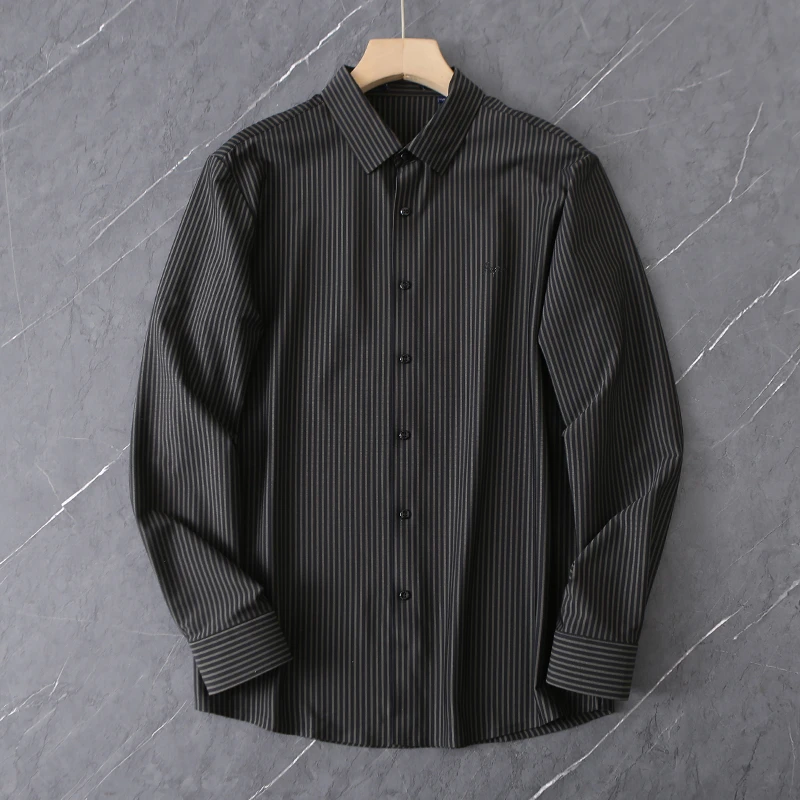 YS419 剪标春秋款条纹百搭显瘦六面弹无痕长袖衬衫