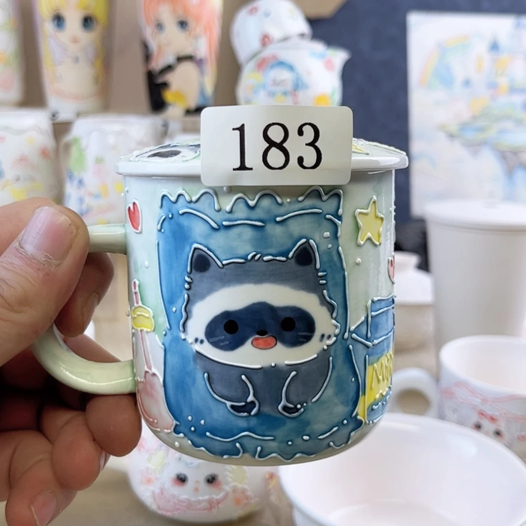 干脆面马克杯带盖陶瓷杯财***宝