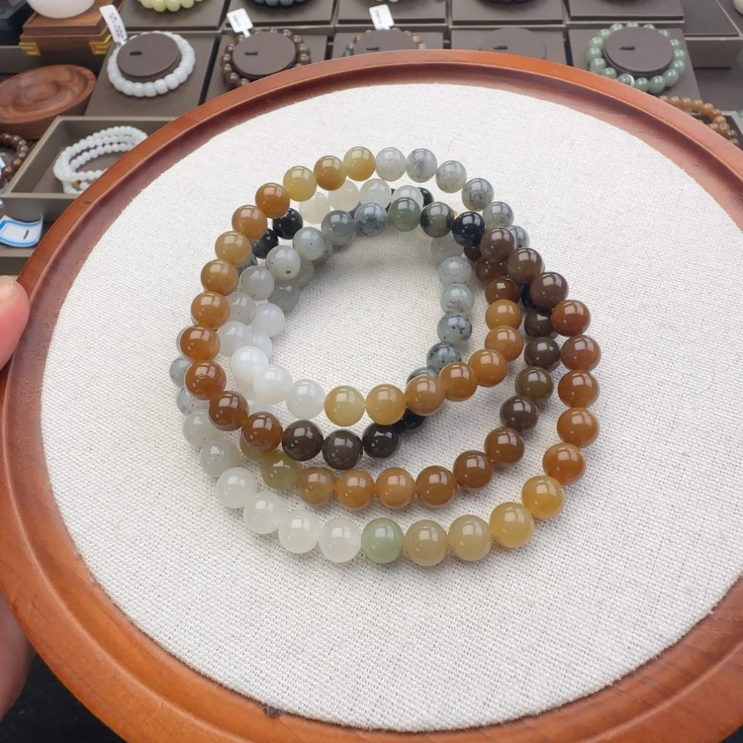 和田玉未镶嵌手链卡8渐变108，81