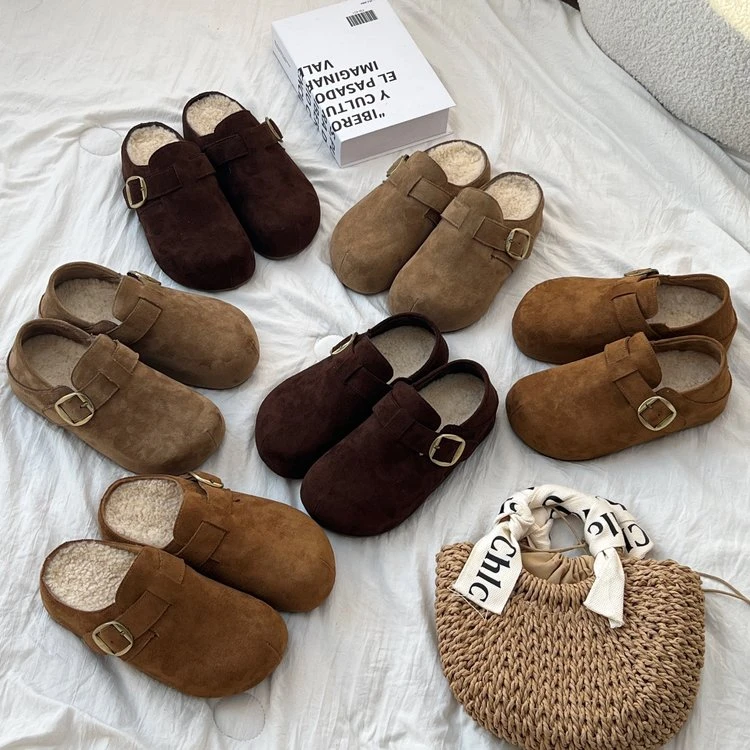 KAISER秋冬卡皮巴拉加绒勃肯鞋一脚蹬厚底内增高棉鞋女鞋KS7838