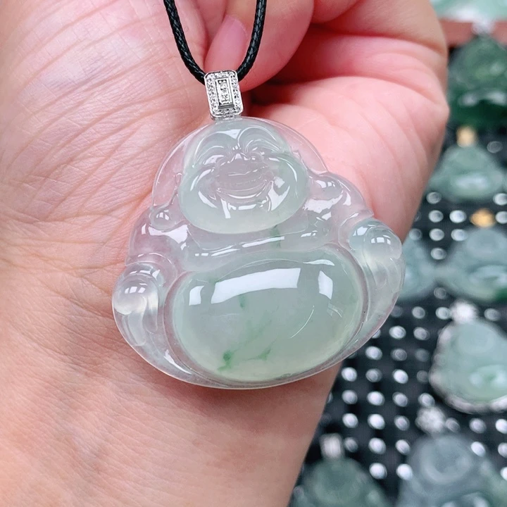 翡翠18K金镶嵌吊坠(不含链)厚卡6.8