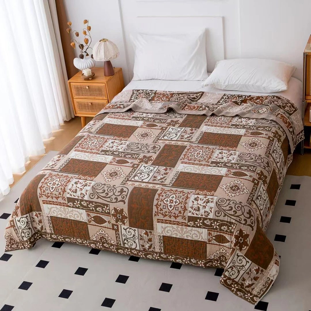 【微瑕！】200*230高定款三麻两木床盖可机洗亲肤柔软透气  敦煌印象