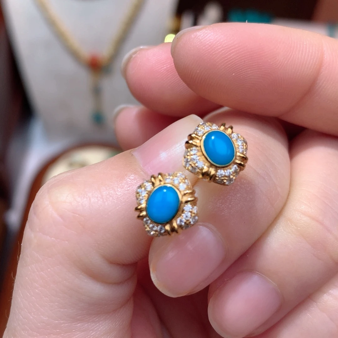 绿松石珠宝奇石18K金镶嵌