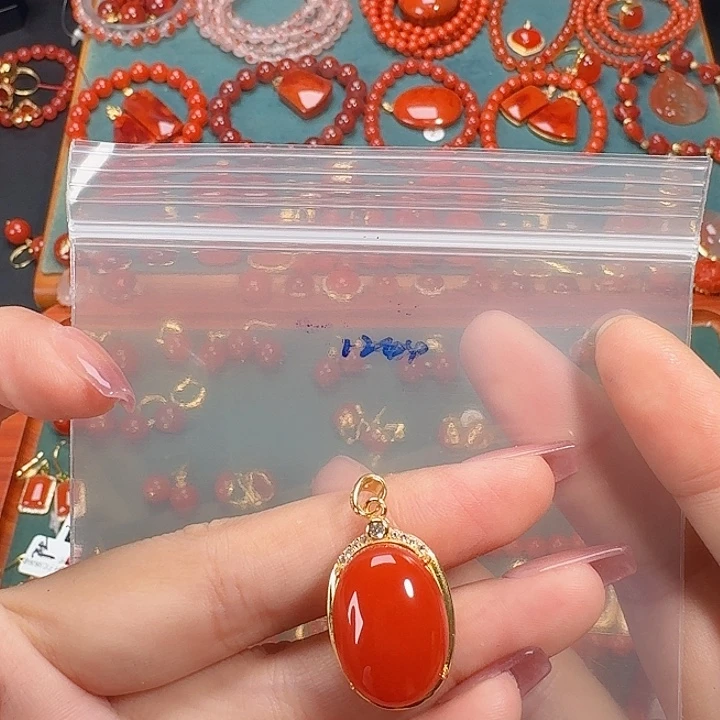 南红玛瑙银S925镶嵌吊坠
