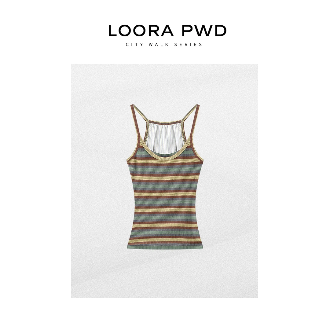 LOORAPWD/罗拉密码【棉】全新风格撞色横纹修身吊带背心25CJBI0028N