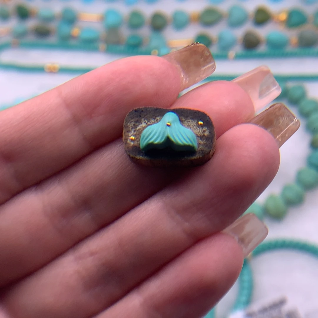 绿松石珠宝奇石未镶嵌鱼尾