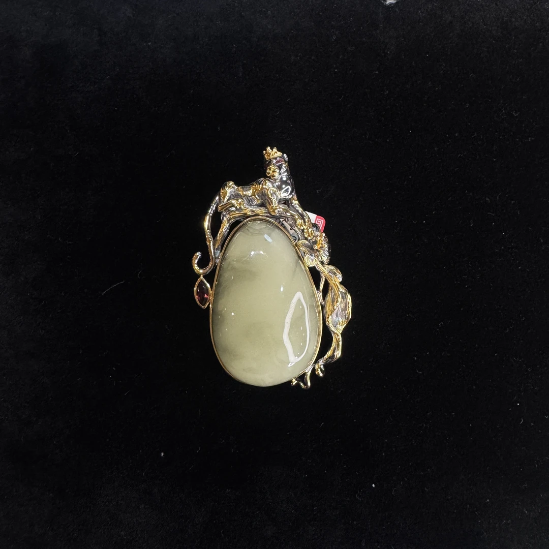 S925银 绿蜜 蜜蜡项链KGX597