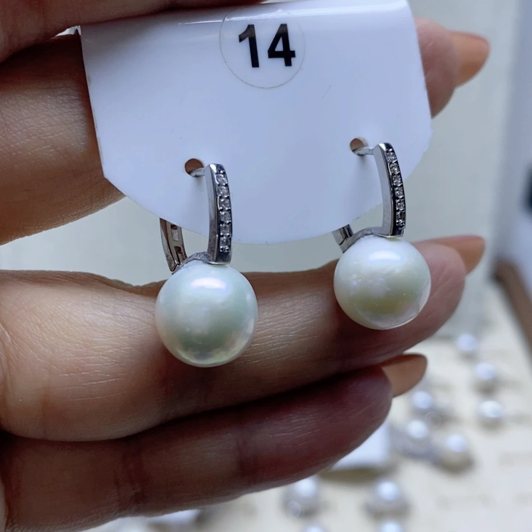淡水珍珠耳饰银S925镶嵌