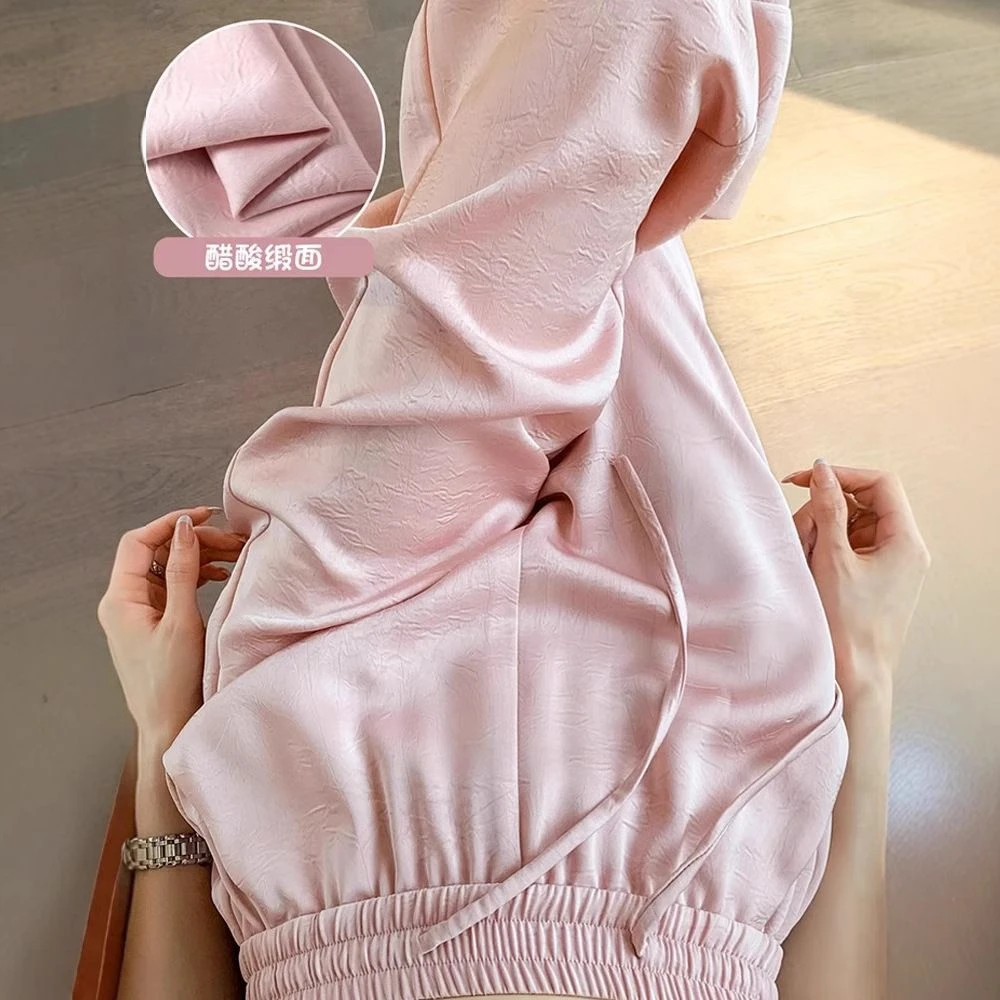 啄木鸟夏季2025新款高腰冰丝垂感阔腿裤女薄款百搭时尚休闲拖地裤