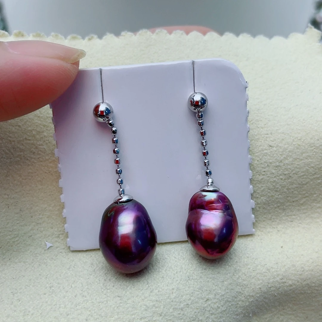 银S925镶嵌淡水珍珠耳饰W5