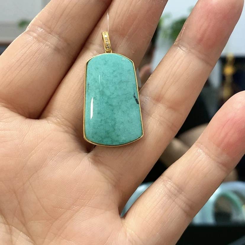 【闪购商品】绿松石18K金镶嵌颈饰