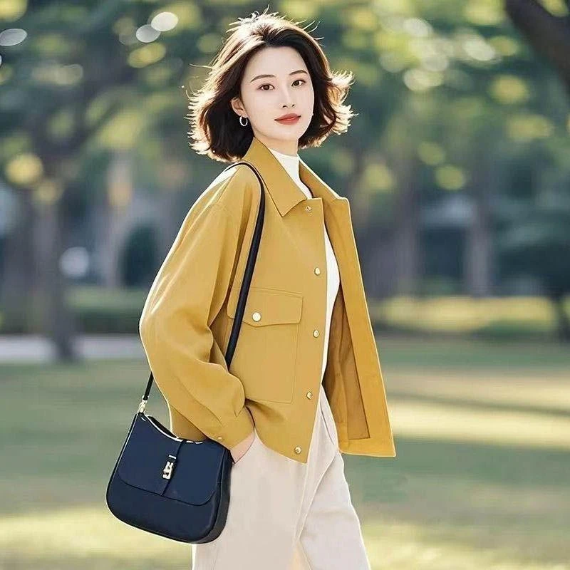 2025夏季韩式新款黄色小众设计感夹克防晒短外套女休闲风时尚上衣