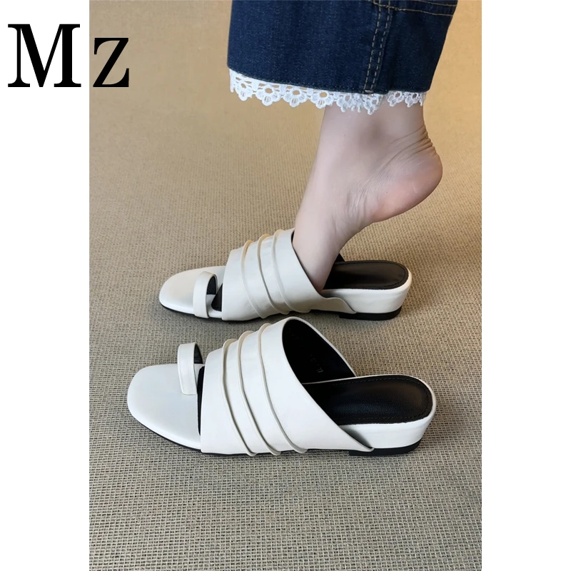 Mr.Zheng/4cm/套趾坡跟一字拖夏季新款露趾简约舒适凉拖鞋女鞋