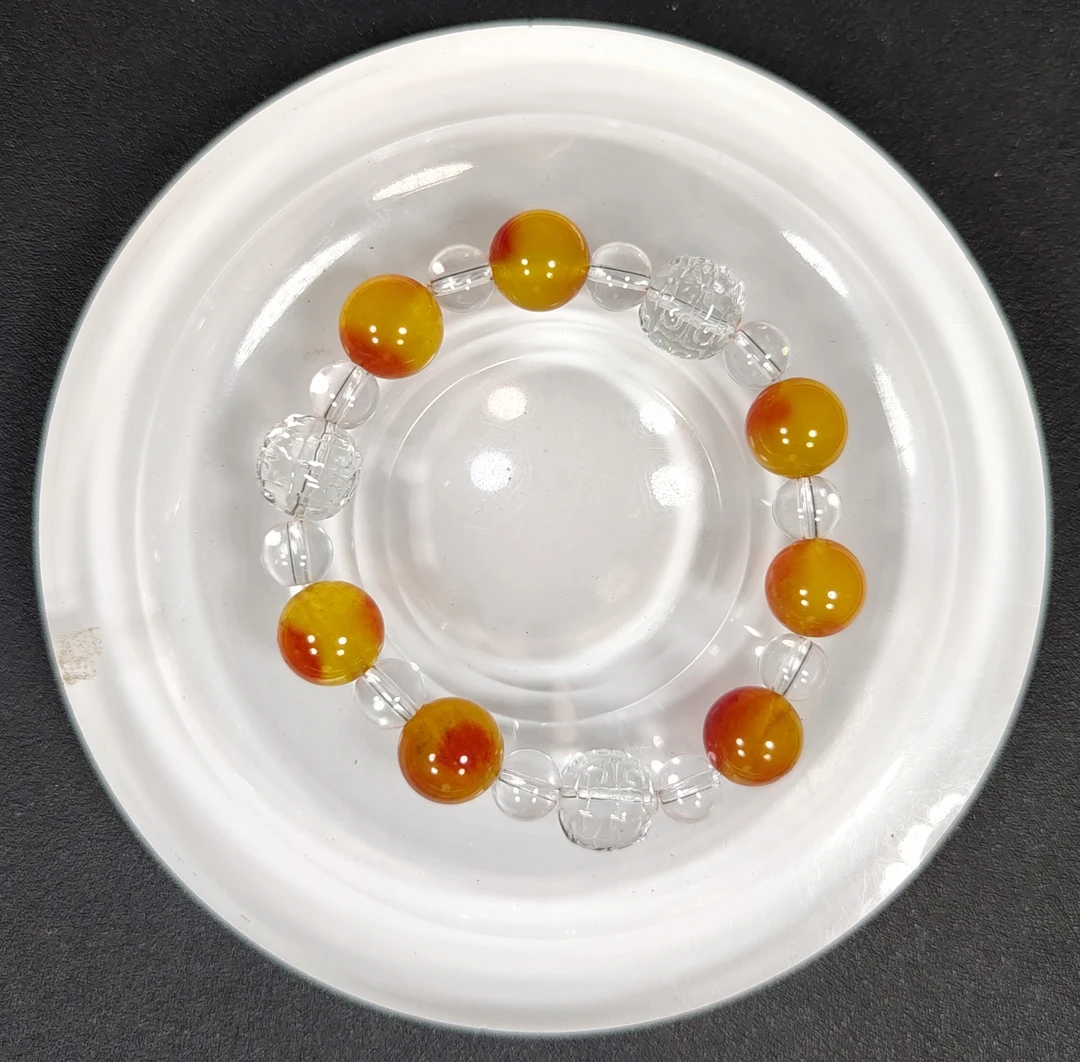 橙白回纹12mm手串发一条C40