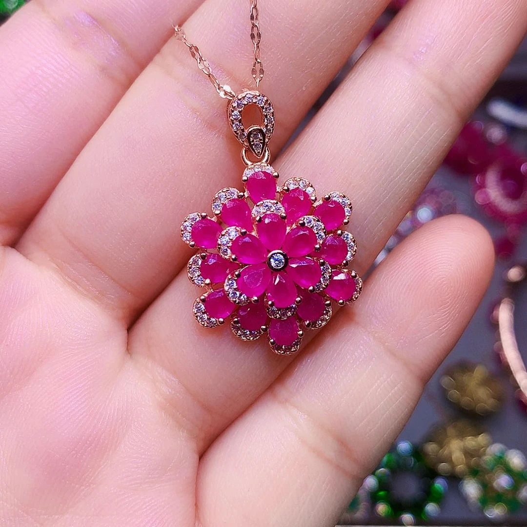 颈饰银S925镶嵌红宝石