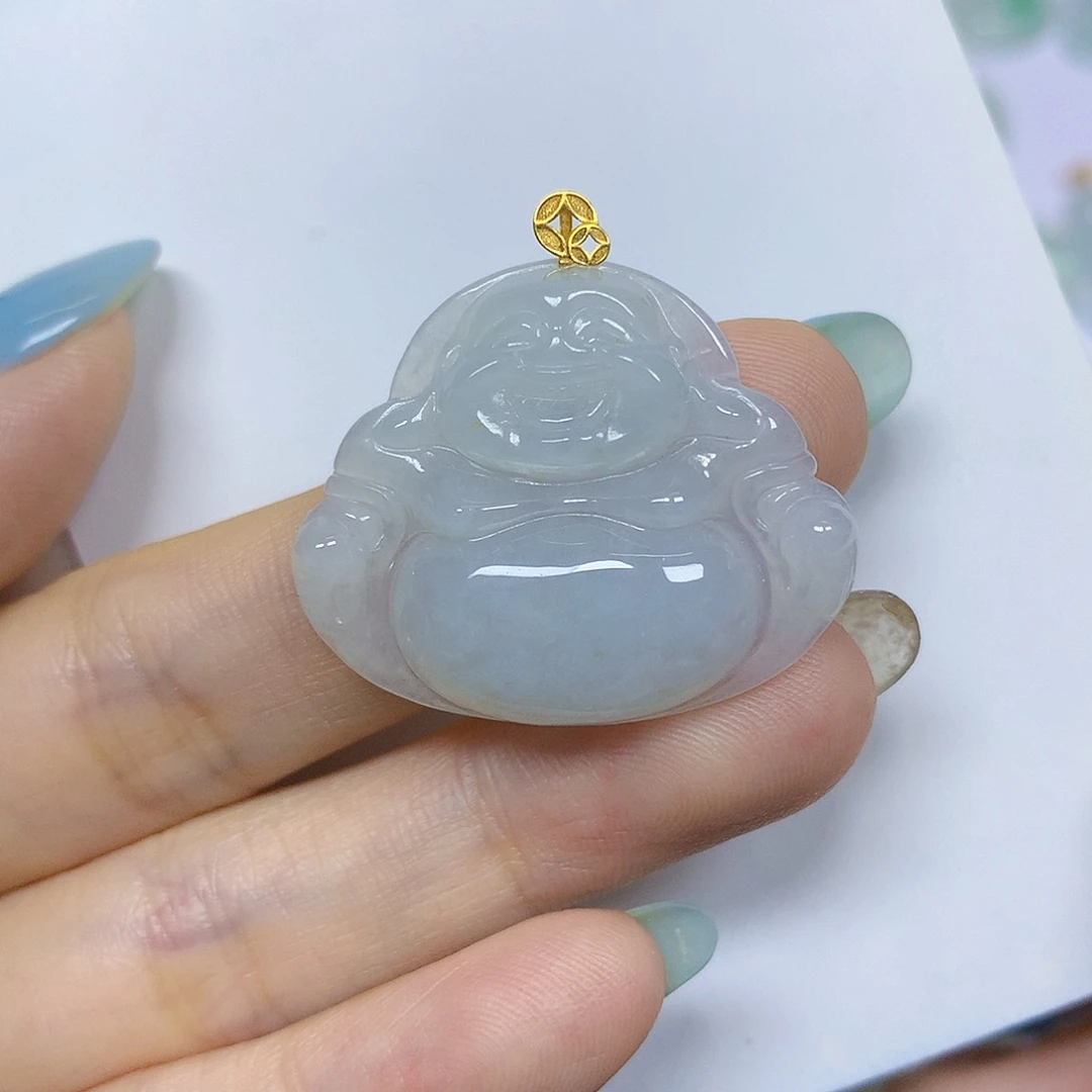 翡翠18K金镶嵌颈饰挂件
