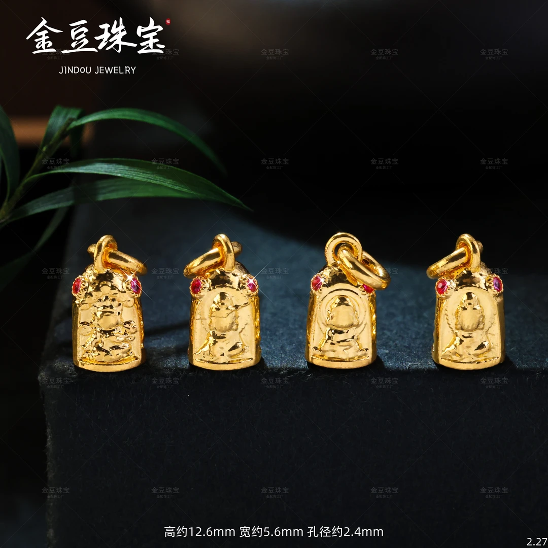 【金豆工厂】18K金镶圆满三面佛吊坠滴溜侧挂坠（厚5D金）V
