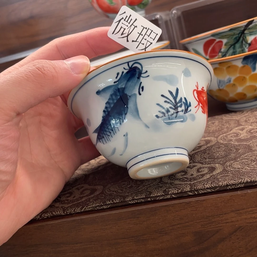 釉下手绘茶具微瑕