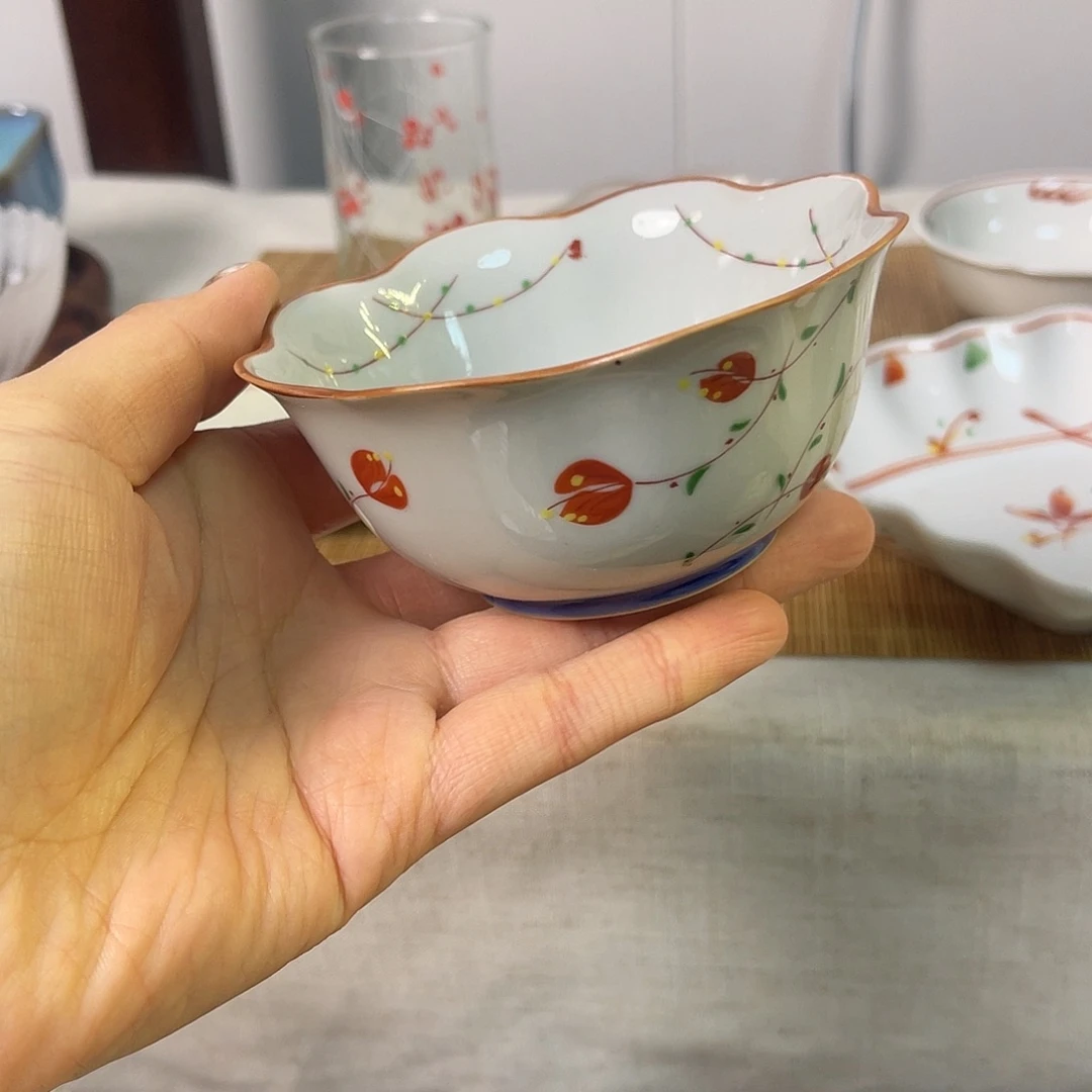 瓷片赤绘花辫小钵