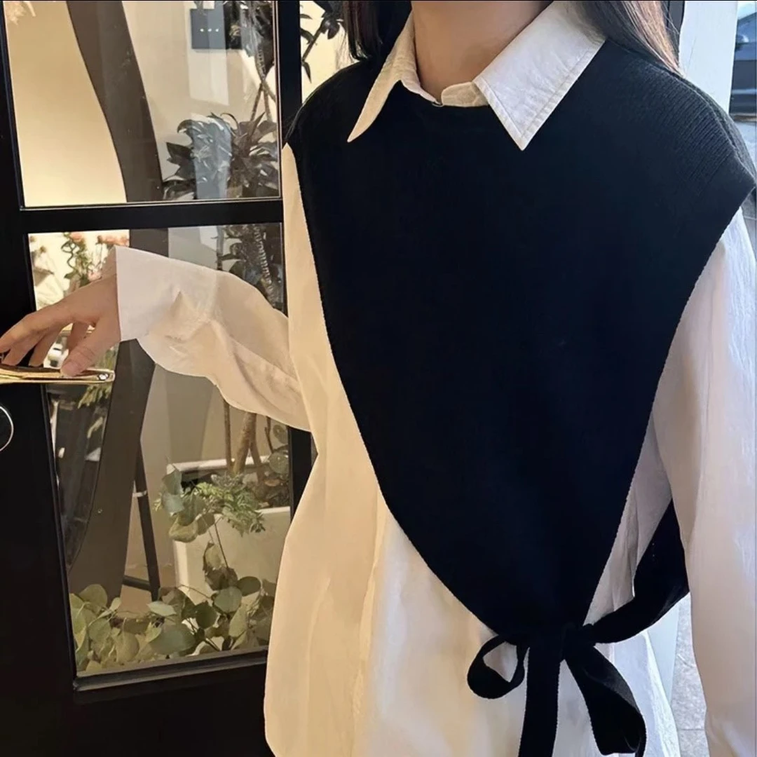 针织披肩马甲女三角斜边叠穿洋气短款搭配衬衣气质高级感马夹披肩