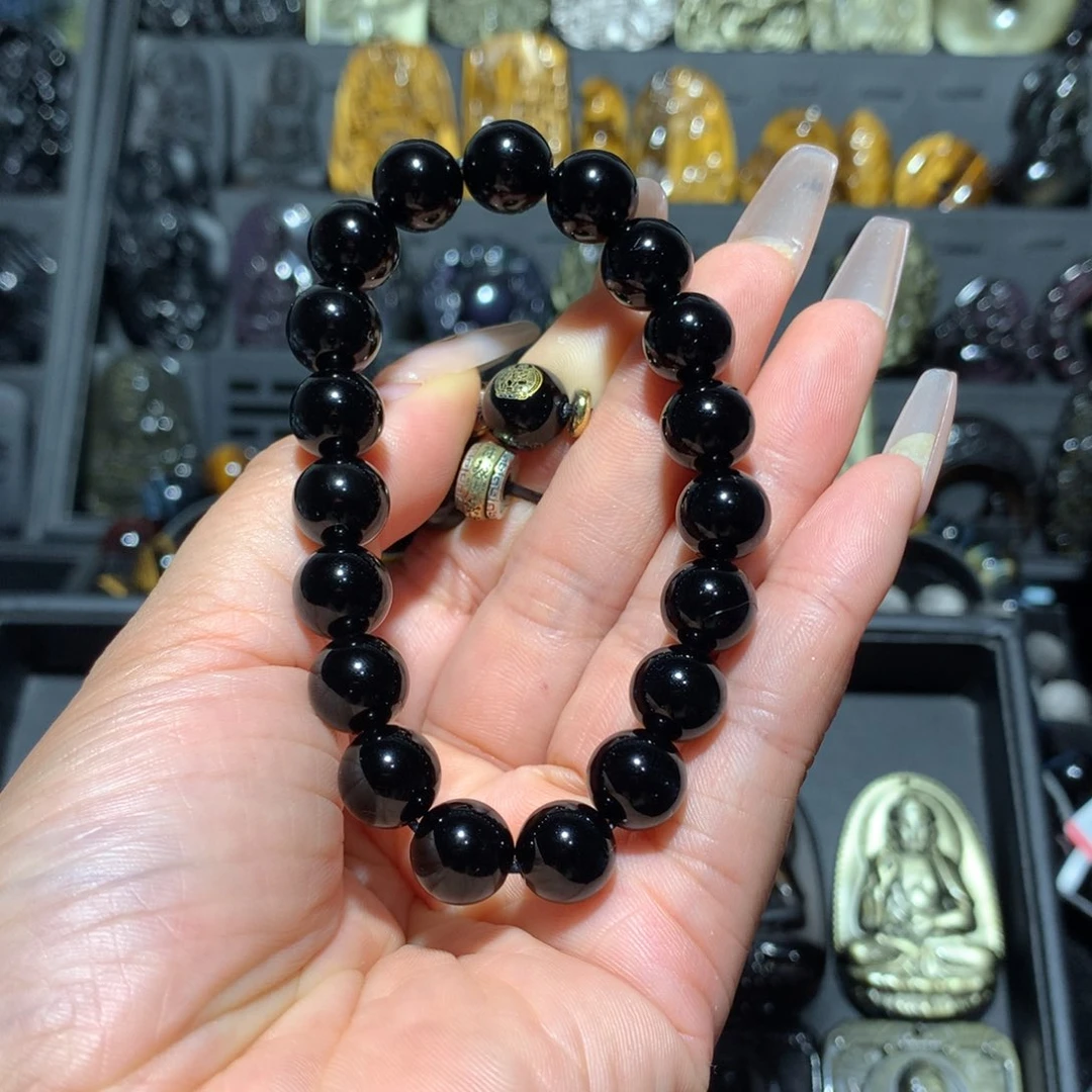 黑曜岩未镶嵌手链别****掉定制