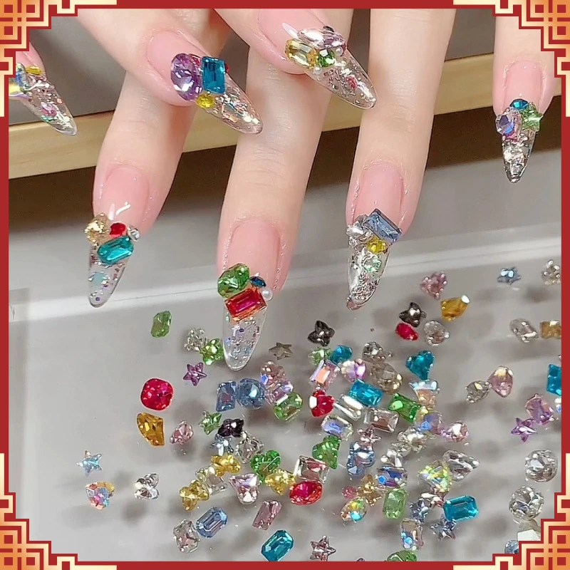 新款彩色糖果风格迷你汽水装饰指甲成品网红堆钻小球饰品