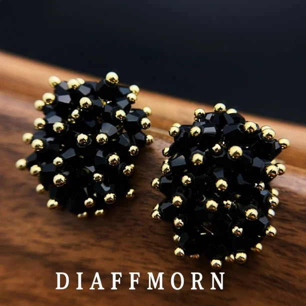 铜合金仿水晶耳饰 YM《夜曲》  重工手作满天星小众设计气质耳钉