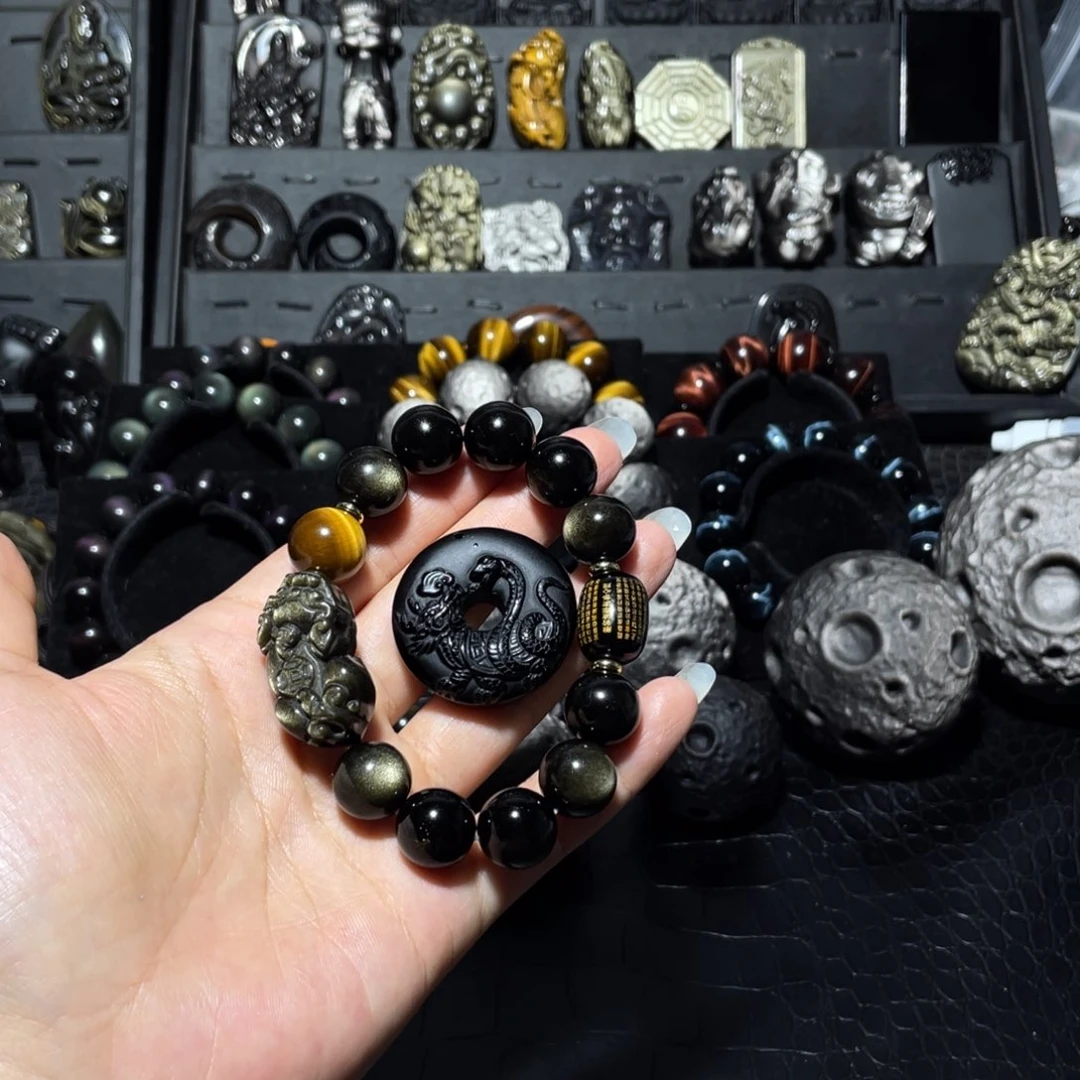 未镶嵌黑曜岩珠宝奇石咩*咩