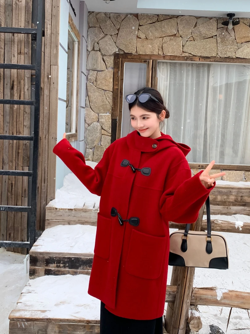 20#时尚羊毛大衣高端25新款羊毛双面呢大衣毛呢外套气质240662