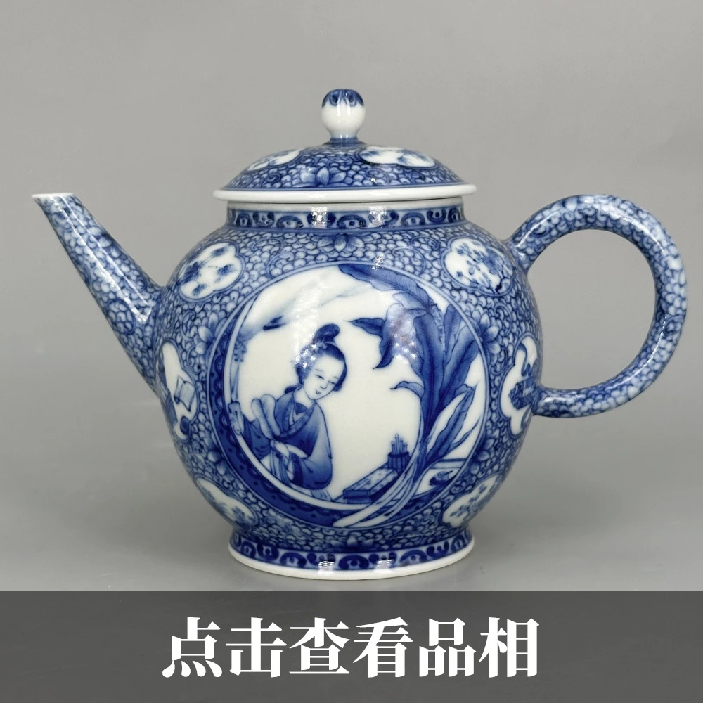 知竹山房青花璎珞纹开窗仕女壶0925-36-300