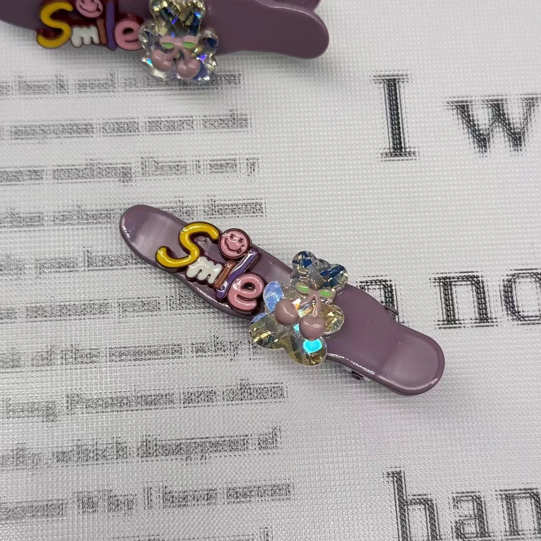 韩国ins紫色闪闪小熊鸭嘴夹6cm发夹146