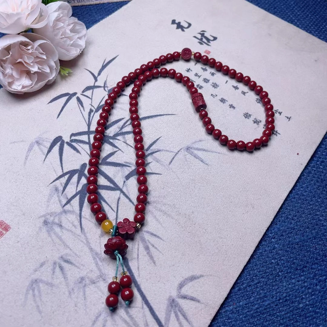 含辰砂工艺品含辰砂三圈朱砂貔貅莲花精致小众轻奢214