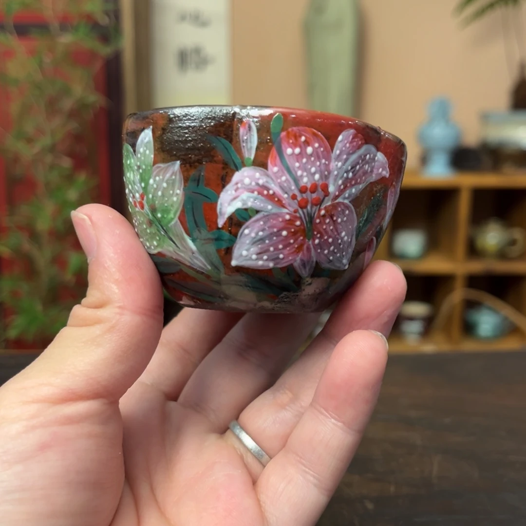杯柴烧手工手绘陶瓷