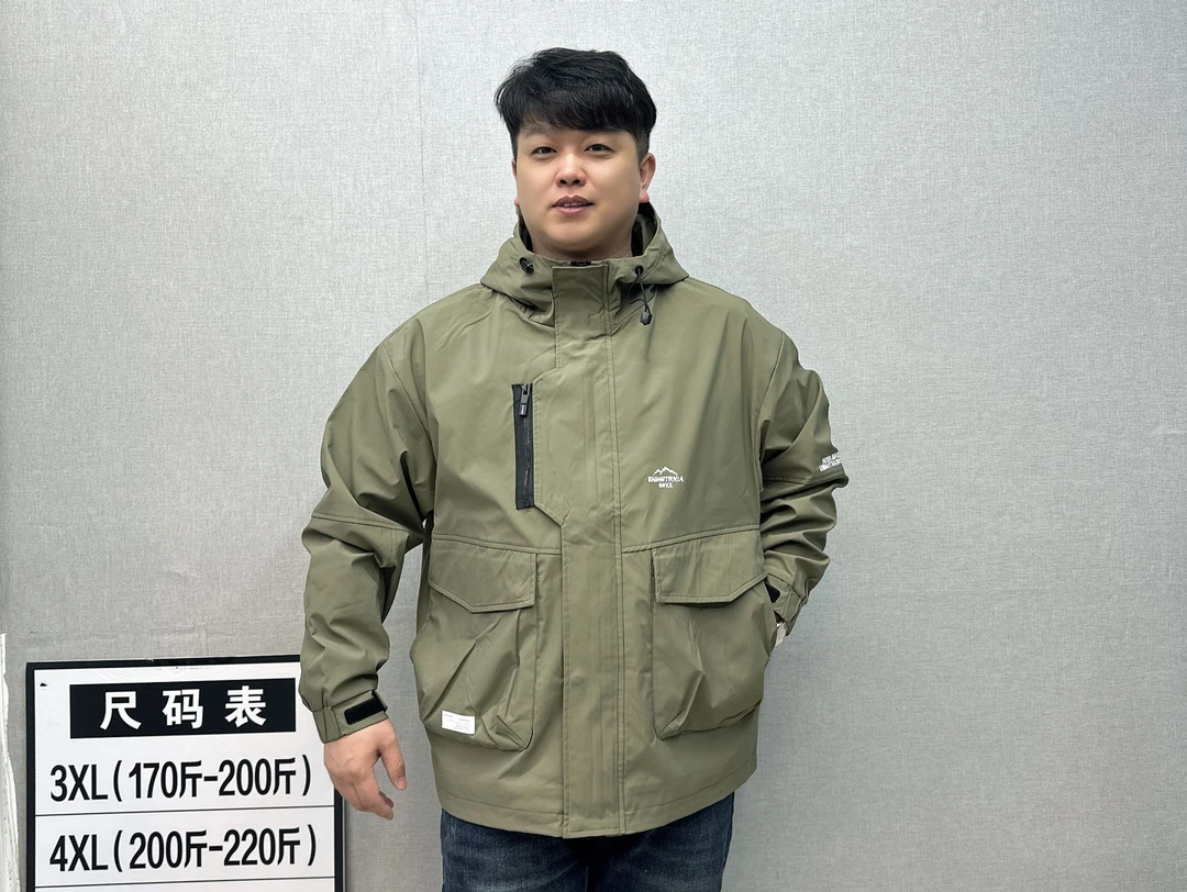 【春款冲锋衣】8822户外大码春版潮流百搭棉质宽松冲锋衣宽松连帽