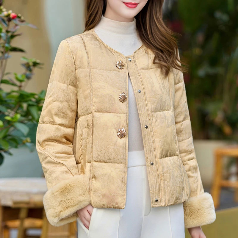 冬季时尚短款加厚妈妈羽绒服女装2025年新气质尚保暖白鸭绒外套