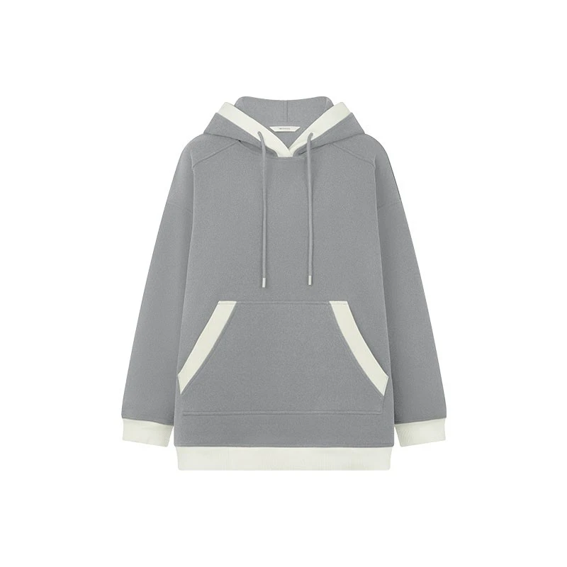 美洋MEIYANG 光圈呢卫衣 双层复合连帽袋鼠兜拼接撞色呢上衣Sue